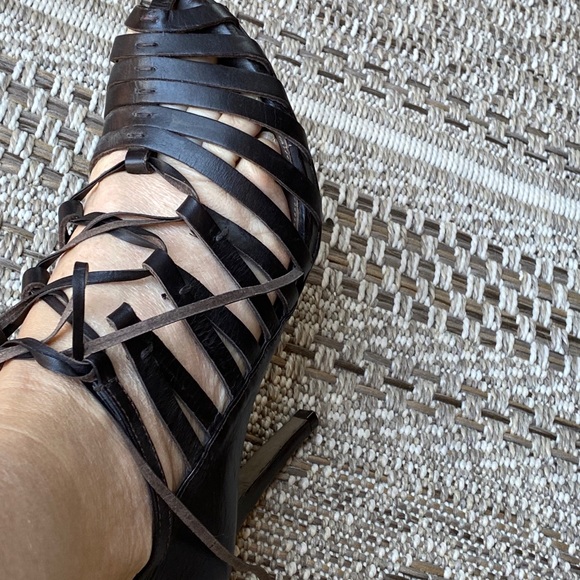 Zara high heels sandals dark brown leather size 39 - Picture 7 of 12